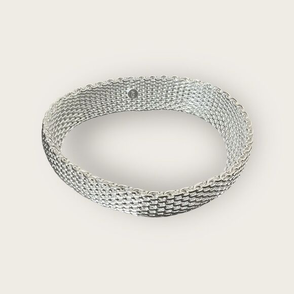 Thick mesh design .925 silver bracelet - Picture 5 of 7